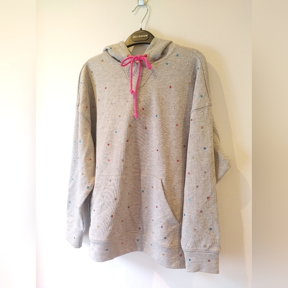 Terez Pima Cotton Studded Hooded Sweatshirt Size Small - Picture 6 of 11